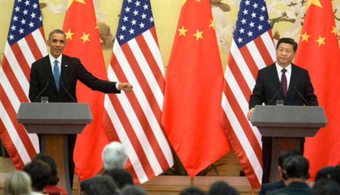 Presidents Obama and Xi at a previous summit meeting in Beijing in November 2014. Friday’s announcement builds on the Sino-US climate agreement from late last year (Image by Chuck Kennedy / White House) 