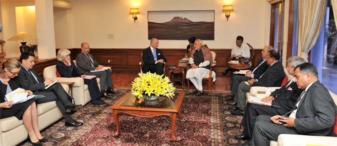 The Foreign Minister of France, Laurent Fabius met Indian Prime Minister, Narendra Modi in an effort to ensure a Paris climate deal (Image by Press Information Bureau, Government of India)