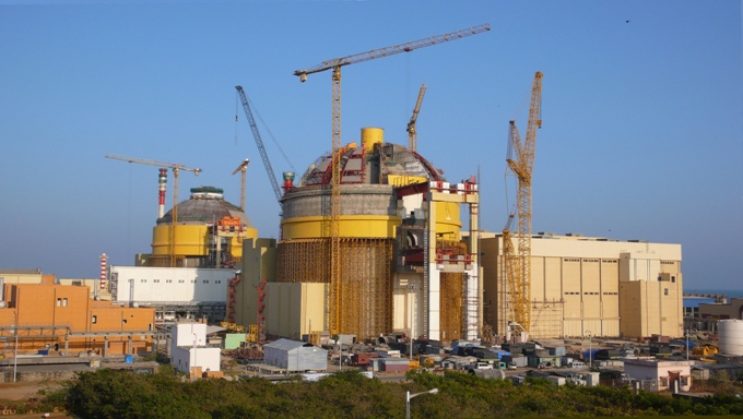 Two Pressurized Water Reactors (PWRs) under construction at the Kudankulam nuclear power plant, India (Image by Petr Pavlicek / IAEA)