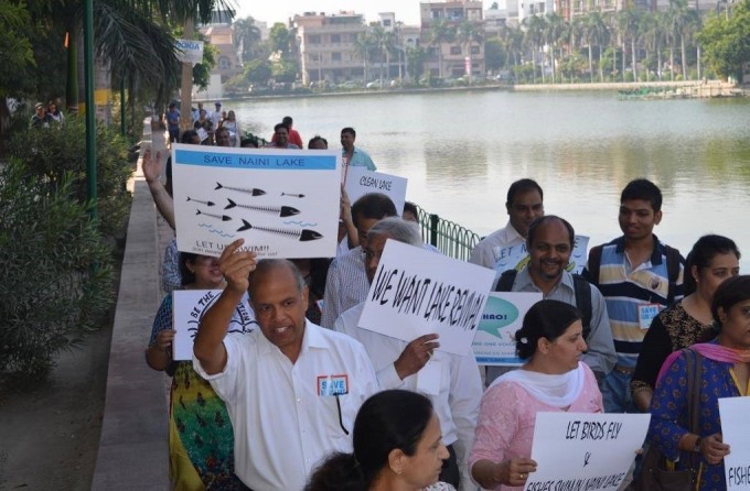 Residents of Model Town rally to save Naini Lake (Image by Save Naini Lake FB account) 