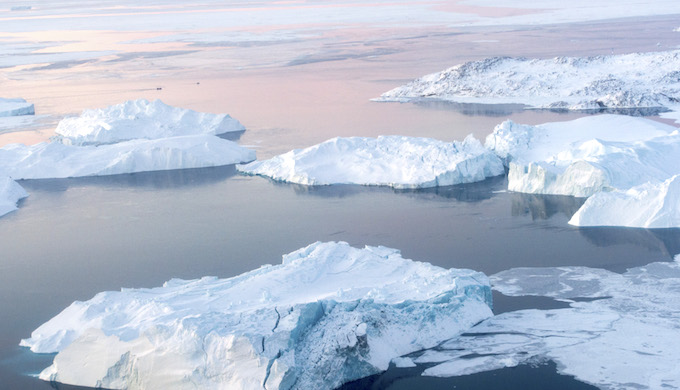 Melting icebergs in Greenland. (Photo by Mark Garten)
