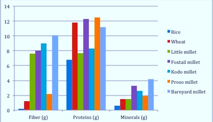 A comparison of nutritional values of cereals and various millets