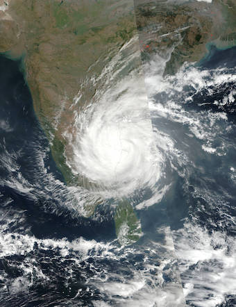 A satellite image of Cyclone Vardah. (Photo by NASA)