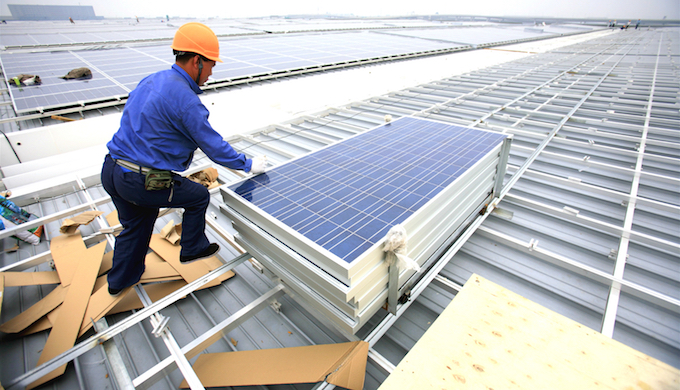 Solar roof installation in Shanghai, China. (Photo by Jiri Rezac)