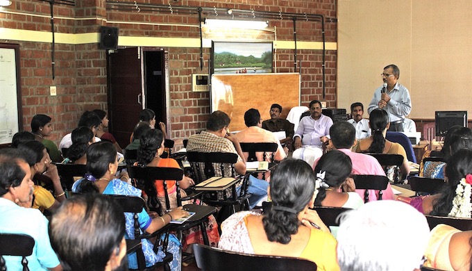 Elected panchayat representatives being trained at Kerala Institute of Local Administration on climate change (Photo by KILA)