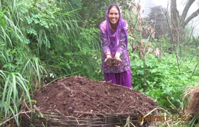 Anita with her compost basket [image by: WAFD] 