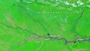 The Ganga basin in Bihar on October 2, when incessant rains started (Image by NASA)