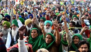 Farmers take part in a sit-in at Delhi Haryana Tikri border in Indiaas part of the partial siege of Delhi since November 26 in protest against the three farm laws (Photo by Partha Sarkar/Alamy)
